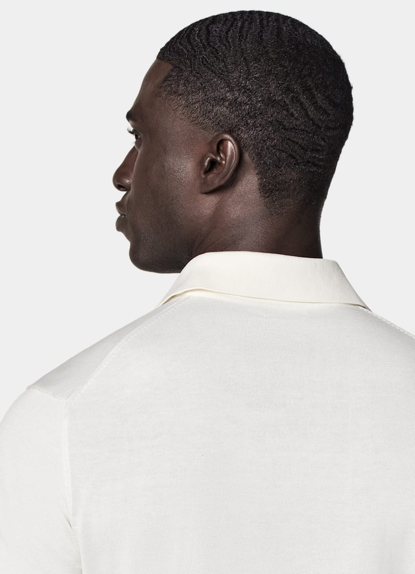 SUITSUPPLY Californian Cotton & Mulberry Silk Off-White Polo