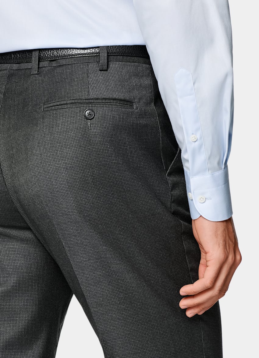 SUITSUPPLY All season Pure laine S130 par Drago, Italie Costume Havana coupe Tailored gris foncé pied-de-poule
