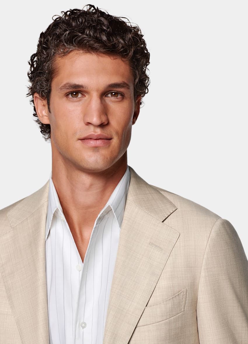 SUITSUPPLY All Season Pure S130's Wool by Delfino, Italy Sand Tailored Fit Havana Suit