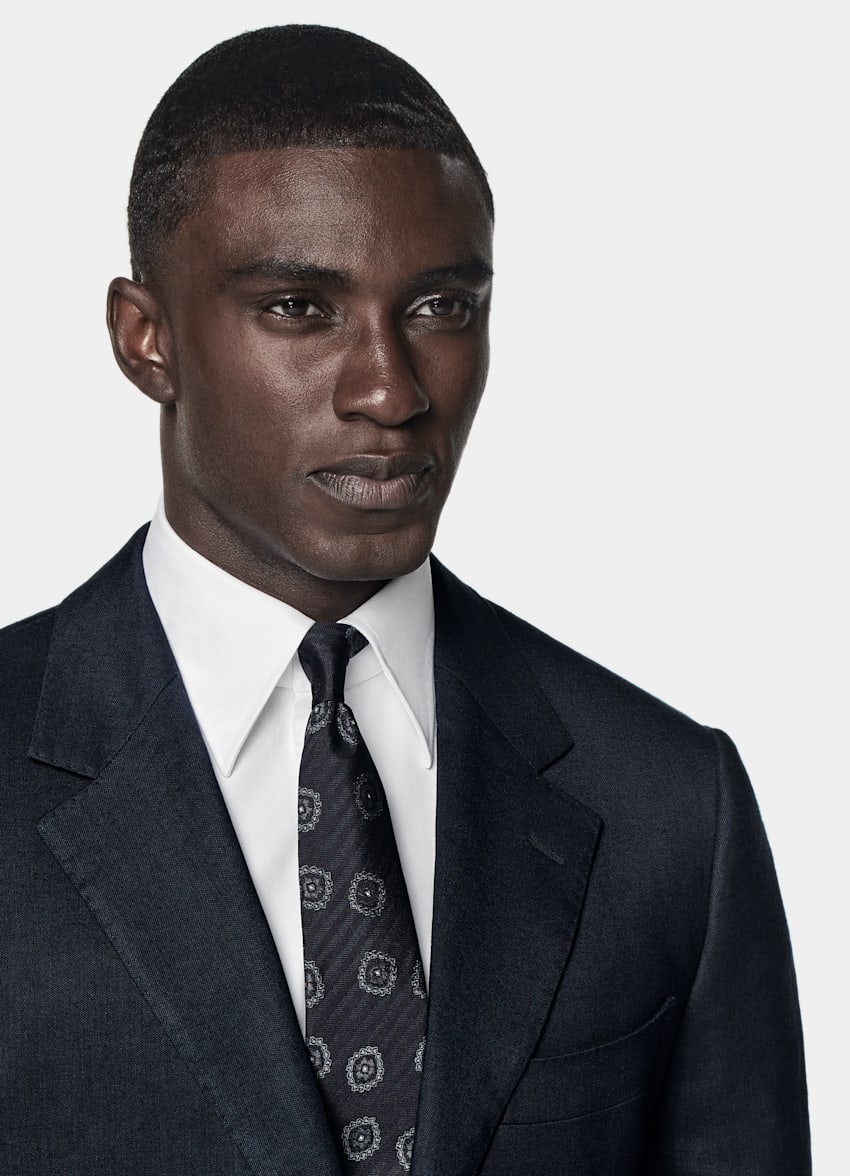 SUITSUPPLY Verano Lino y lana de Rogna, Italia Traje Milano azul marino corte Tailored