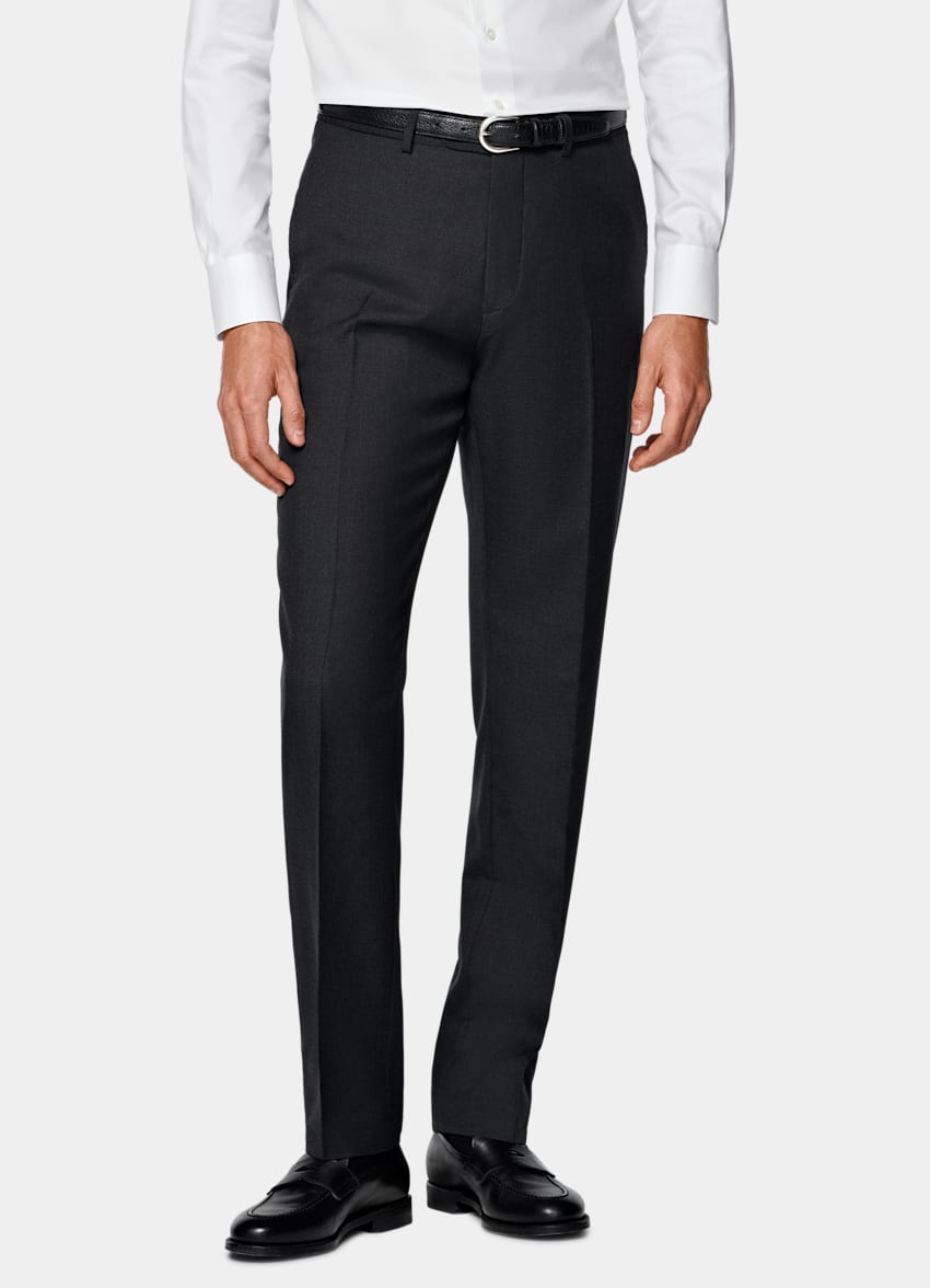 SUITSUPPLY All Season Pure Wool by Reda, Italy Dark Grey Perennial Slim Leg Straight Suit Trousers