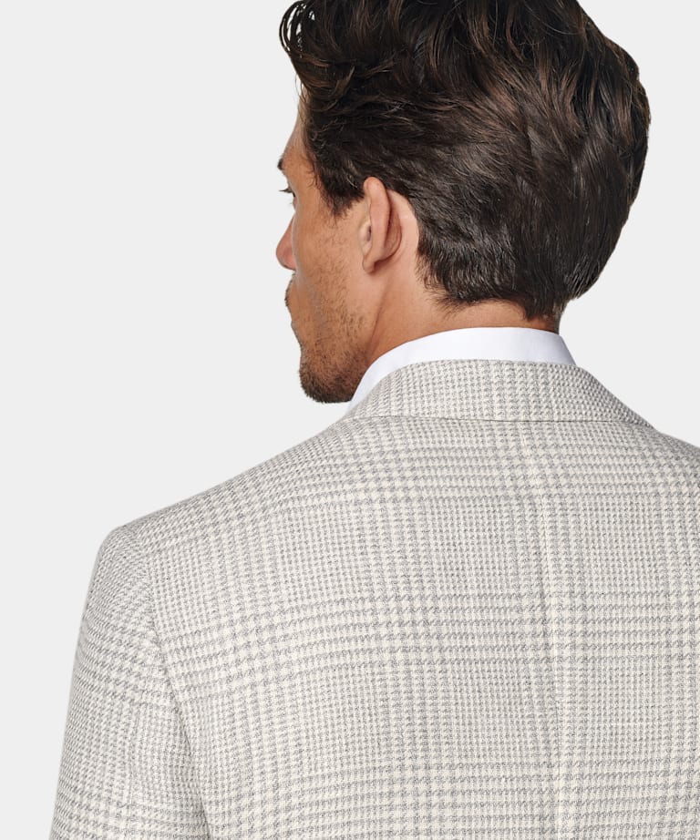 Blazer Roma coupe Relaxed gris clair à carreaux