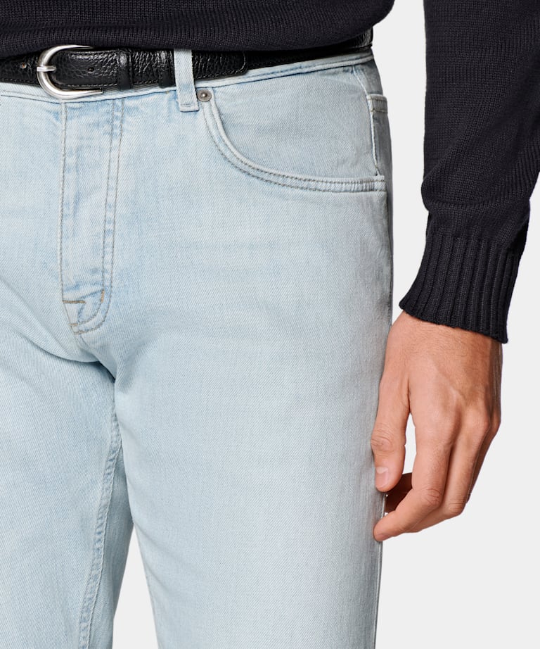 Light Blue Slim Leg Tapered Jeans