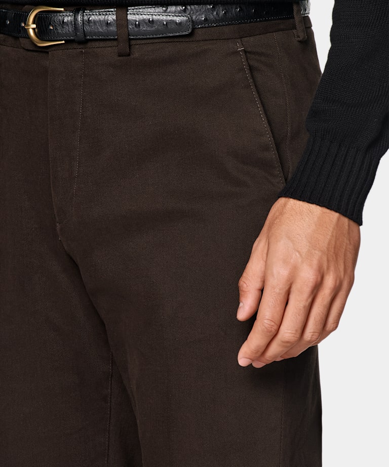 Dark Brown Slim Leg Straight Chinos