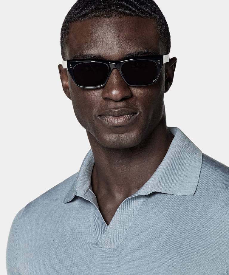 Light Blue Buttonless Polo