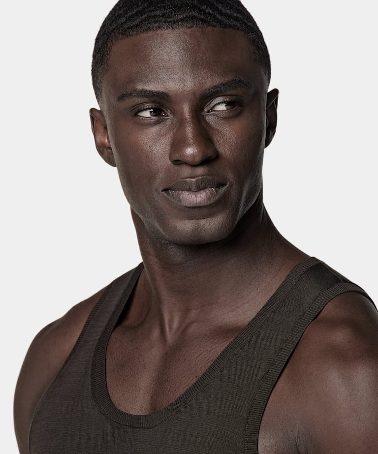 Dark Brown Knitted Tank Top