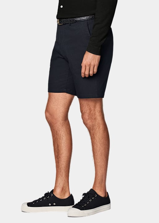 Navy Slim Leg Chino Shorts