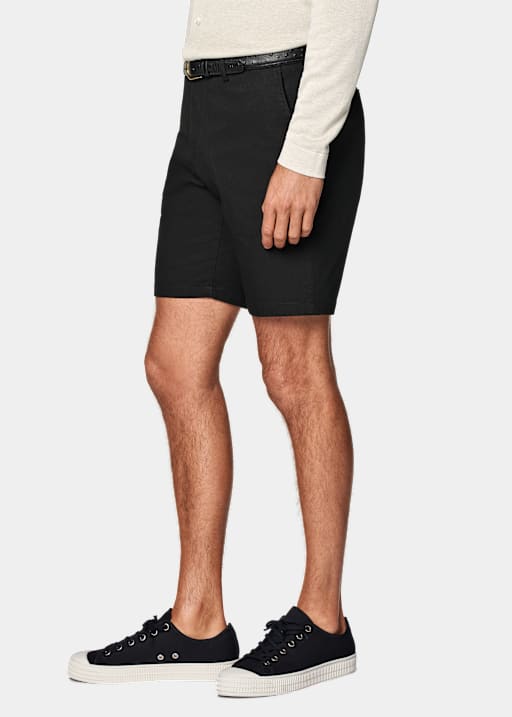 Black Slim Leg Chino Shorts
