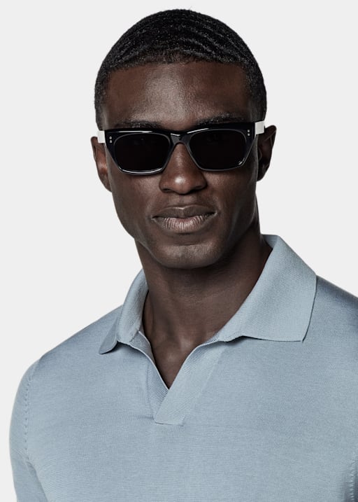 Light Blue Buttonless Polo