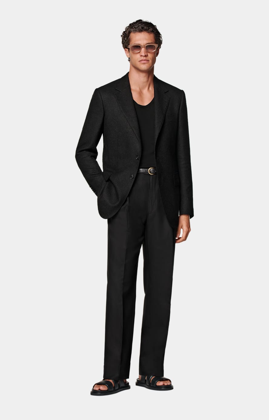 Black Wide Leg Straight Trousers