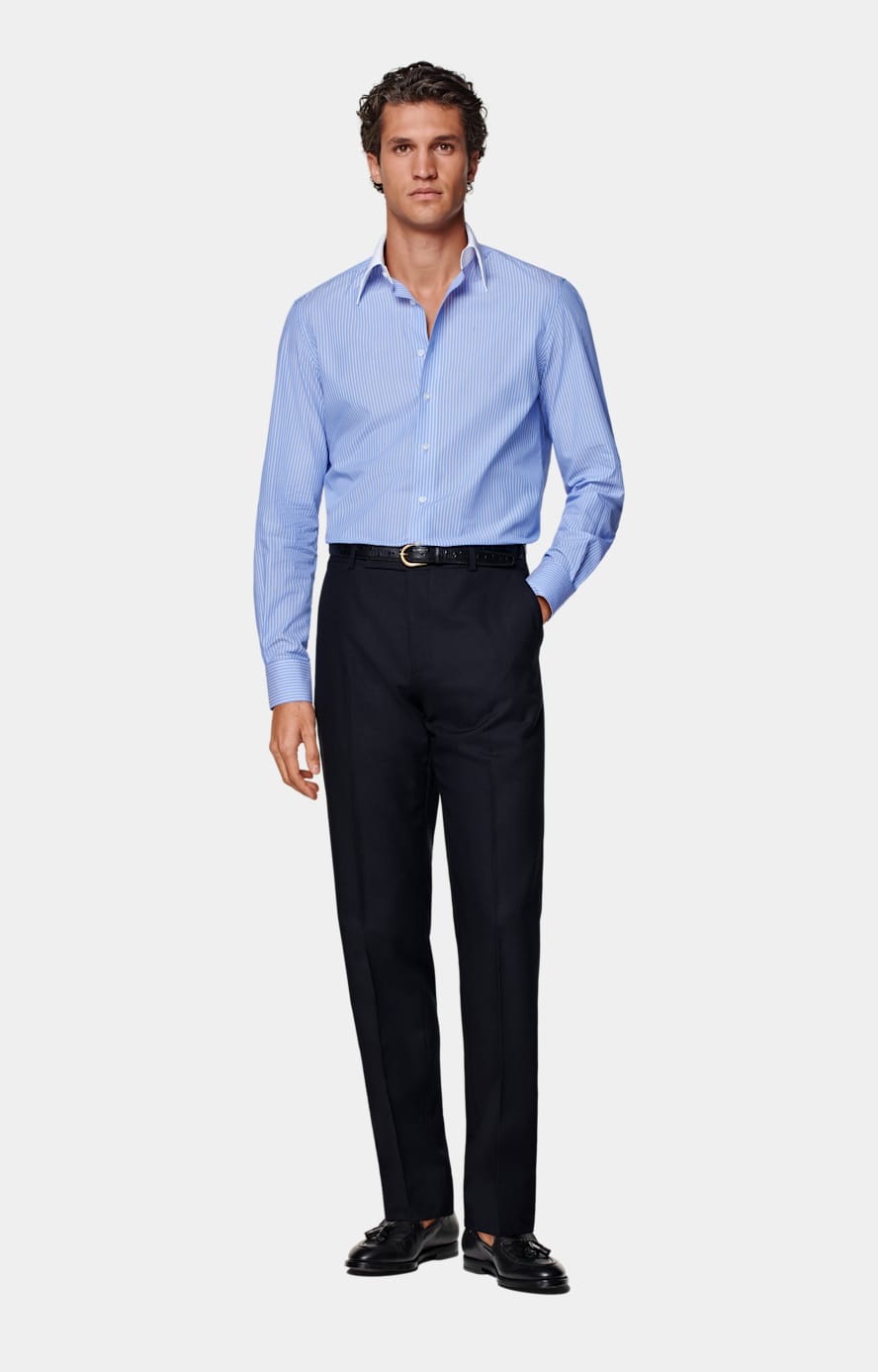 Navy Straight Leg Suit Trousers