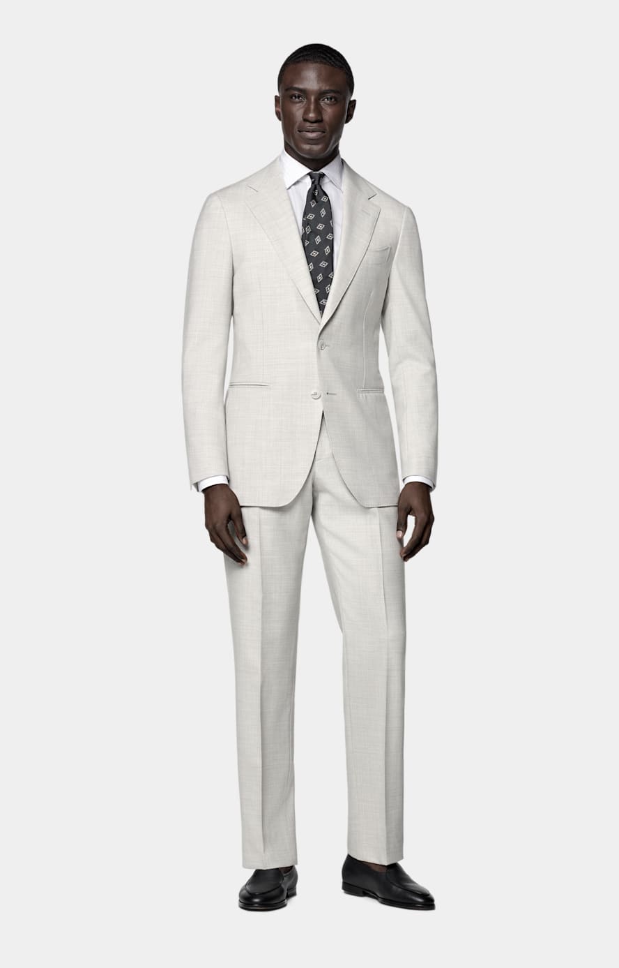 Light Grey Striped Poplin Tailored Fit Shirt
